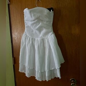 Cider White Strapless Textured Dress